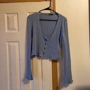 NAST GAL CROPPED BLUE CARDIGAN-SIZE 6